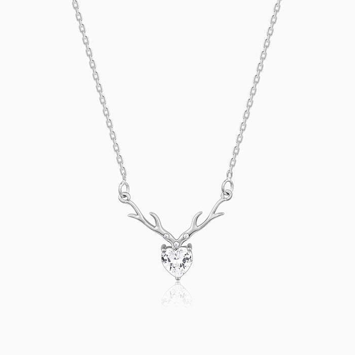 Silver Deer Heart Necklace